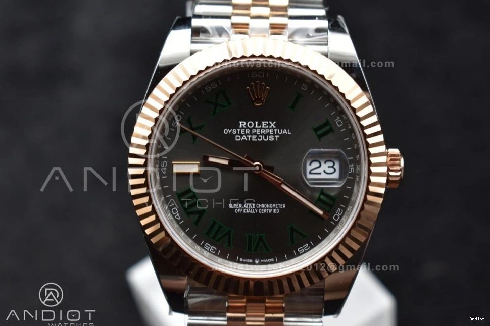 Roman 126333 DateJust 41 ARF Gray Best Dial SS 904L Weight) 1:1 RG Green SS Jubilee on Bracelet (Gain SH3235 Steel Edition RG 0501